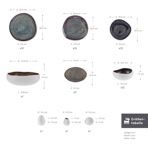 Karaca Earth Collection Galactic 55-teiliges Tafelservice für 12 Personen – Weiß