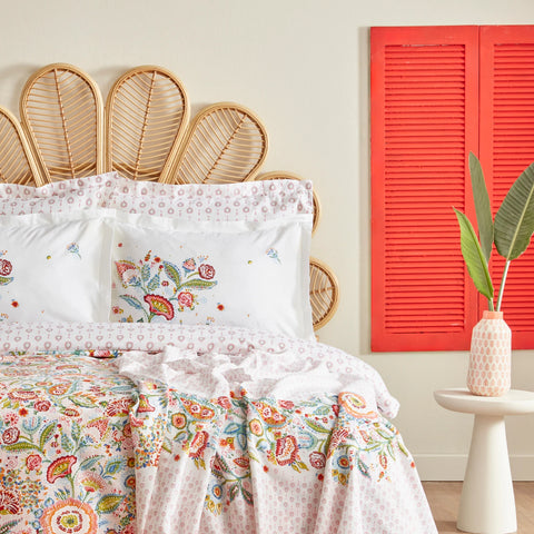 Karaca Home Sarthe 100% Baumwolle Doppelbett Bettwäsche und Tagesdecke Set Multicolor