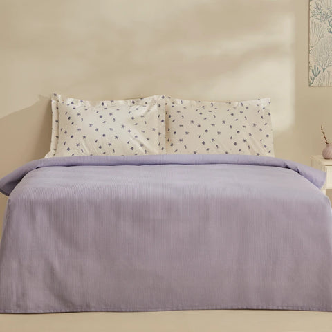 Karaca Home Joy Coastal 100% Baumwolle Doppelbettdecken-Set - Lila
