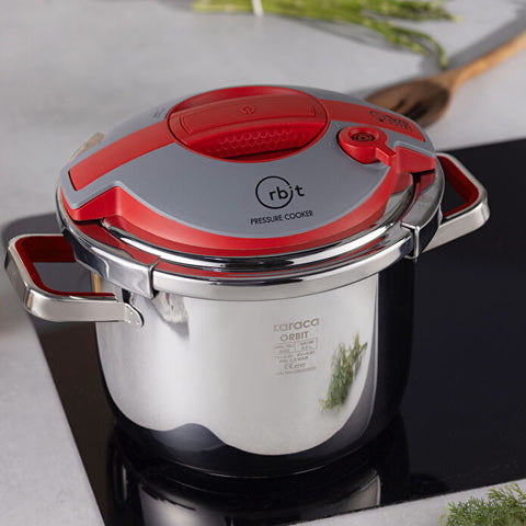 Karaca Orbit Schnellkochtopf-Set 6+8 L Rot
