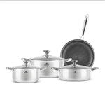 Karaca 3Ply, Edelstahl Guardian 7-teiliges Kochgeschirr-Set, Induktion, Silber