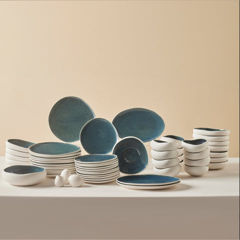 Karaca Earth Collection New Galactic Oscar Reactive Glaze 55-teiliges Tafelset für 12 Personen, Multi