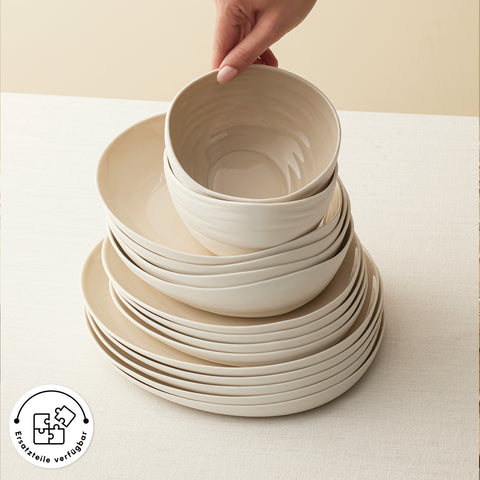 Karaca Earth Collection Rise 55-teiliges Tafelservice für 12 Personen, Cream
