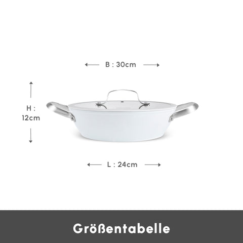 Karaca Swiss Crystal Almond Cream Handle Flache Kasserolle 30 cm