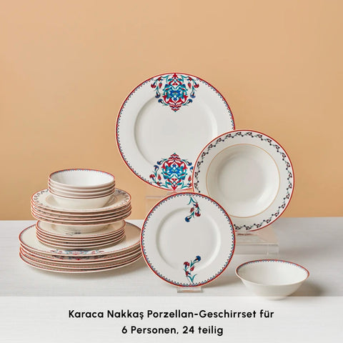 Karaca Nakkaş Porcelain Dinnerware Set for 6 Person, 24 Piece 