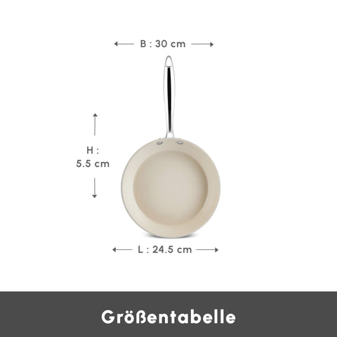 Karaca Swiss Crystal Almond Cream Pfanne mit Edelstahlgriff 30 cm