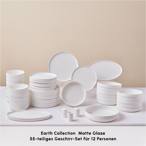 Karaca Earth Collection Matte Glaze 55-teiliges 12-Personen Geschirrset
