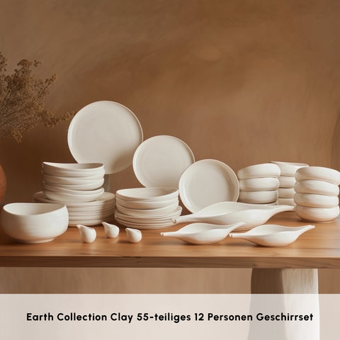 Karaca Earth Collection Clay 55-Piece Dinner Set for 12 People