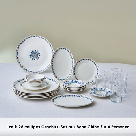 Karaca Bone China İznik 26 Parça Servis Seti, 6 Kişilik, Renkli