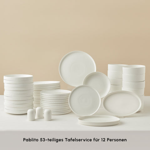 Karaca Forever Bone Pablito 53-Teiliges Tafelservice Für 12 Personen, Weiß