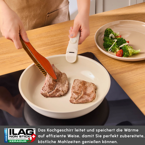 Karaca Comfort 6-teiliges Keramik-Kochgeschirrset mit abnehmbaren Griffen