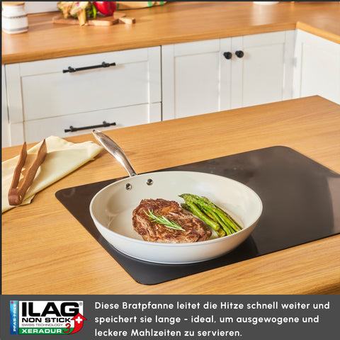 Karaca Swiss Crystal Almond Cream Stainless Steel Handle Pan 32 cm
 