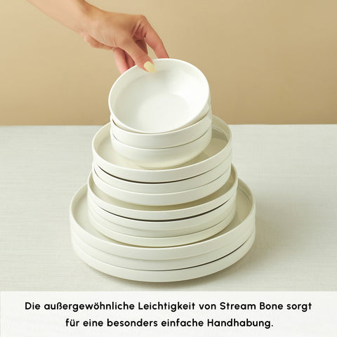 Karaca Stream Bone Sirius 53-Teiliges 12-Personen Tafelservice Weiß