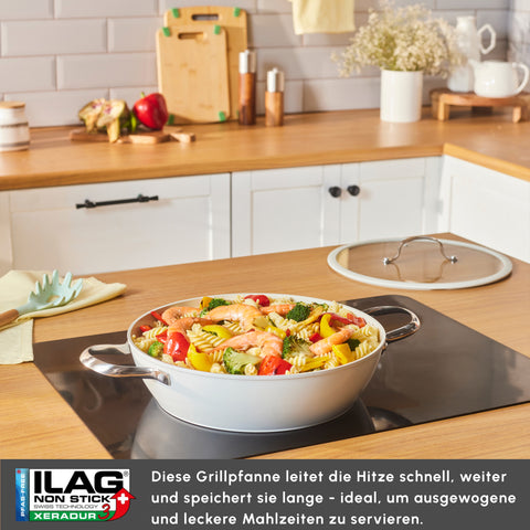 Karaca Swiss Crystal Almond Cream Handle Flat Casserole 30 cm