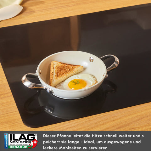 Karaca Swiss Crystal Almond Cream Handle Flache Kasserolle 16 cm