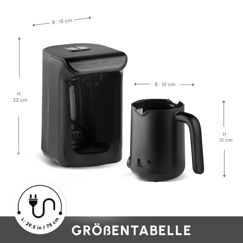 Karaca Hatır Koz Milky Türkische Kaffeemaschine, Glänzend Schwarz