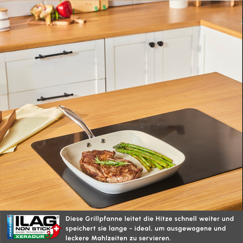 Karaca Swiss Crystal Almond Cream Handle Grill 28 cm 