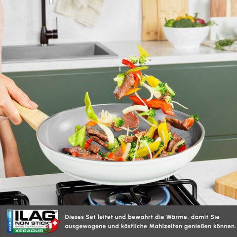 Karaca Swiss Crystal 15-Piece Cookware Set Creamy