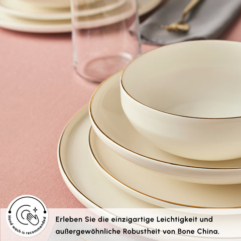 Karaca Stream Bone Meridian Geschirrset, 24-teilig, Gold