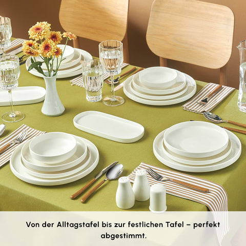 Karaca Stream Bone Sirius 53-Teiliges 12-Personen Tafelservice Weiß