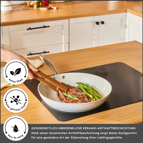 Karaca Swiss Crystal Almond Cream Stainless Steel Handle Pan 32 cm
 