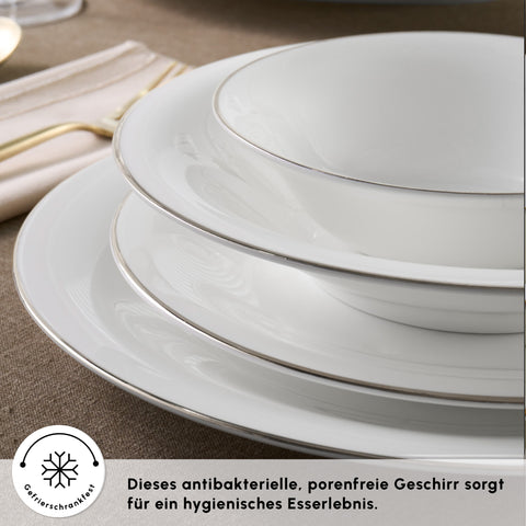 Karaca Fine Pearl Fame 58-teiliges Tafelservice für 12 Personen, Platin