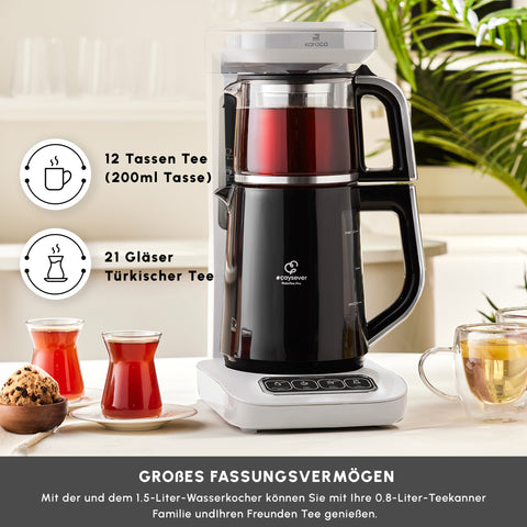 Karaca Caysever Robotea Pro 4 in 1 sprechender automatischer Teekocher Wasserkocher und Filterkaffeemaschine, Starlight, 2500W