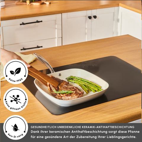 Karaca Swiss Crystal Almond Cream Handle Grill 28 cm 