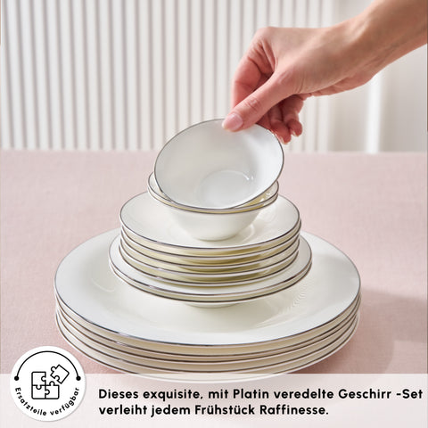 Karaca Fine Pearl New Fame Breakfast Set for 6 People, 26 Pieces – Platinum