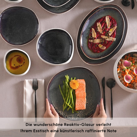Karaca Earth Collection Galactic 55-teiliges Tafelservice für 12 Personen – Weiß