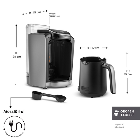 Karaca Hatır Aqua Wassertank Automatische Türkische Kaffeemaschine Galaxy Grey