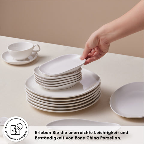 Karaca Stream Bone Middle 34-teiliges Frühstücksset für 6 Personen – Weiß