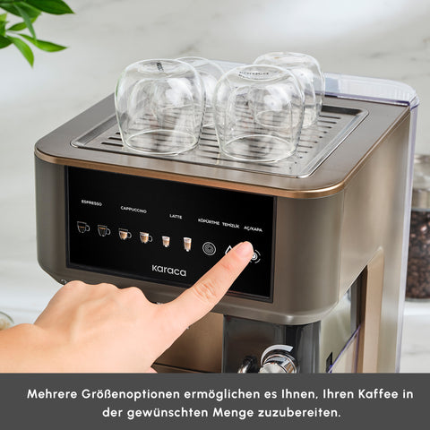 Karaca MyCaffe Barista S10 Automatische Siebträger Maschine mit integriertem Milchbehälter – Walnut Brown