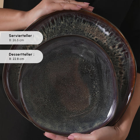 Karaca Earth Collection Galactic 55-teiliges Tafelservice für 12 Personen – Schwarz
