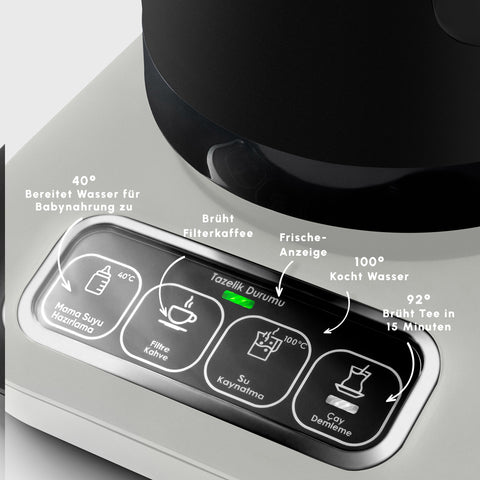 Karaca Caysever Robotea Pro 4 in 1 sprechender automatischer Teekocher Wasserkocher und Filterkaffeemaschine, Starlight, 2500W
