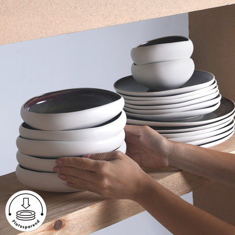 Karaca Earth Collection Galactic 55-teiliges Tafelservice für 12 Personen – Weiß