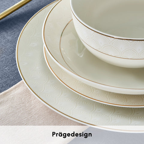 Karaca Elegance Bone Mandarin 53-teiliges Tafelservice für 12 Personen Gold