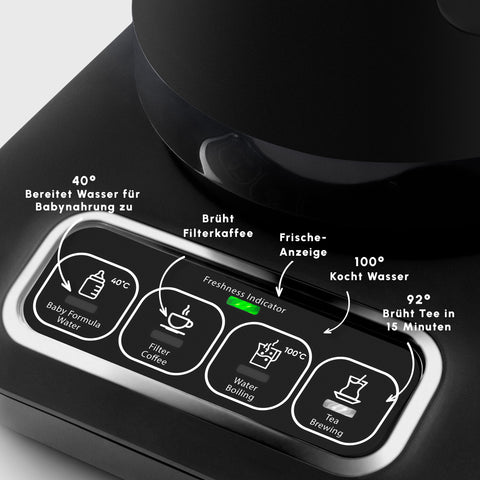 Karaca Caysever Robotea Pro 4 in 1 sprechender automatischer Teekocher Wasserkocher und Filterkaffeemaschine 2500W Chrome