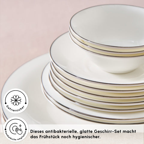 Karaca Fine Pearl New Fame Breakfast Set for 6 People, 26 Pieces – Platinum