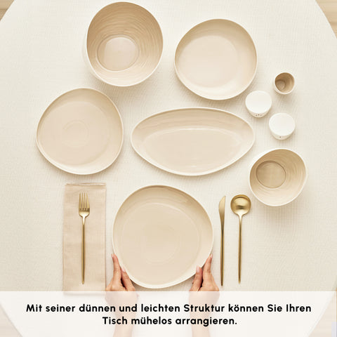 Karaca Earth Collection Rise 55-teiliges Tafelservice für 12 Personen, Cream