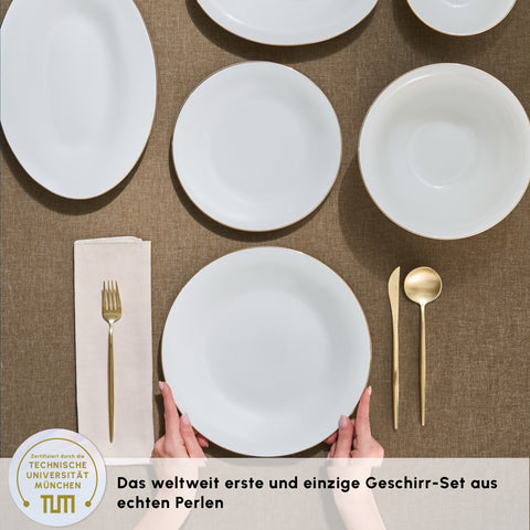 Karaca Fine Pearl New Fame 58-Piece 12-Person Dinner Set Gold