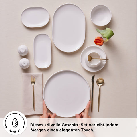 Karaca Stream Bone Meridian 34 Parça 6 Kişilik Kahvaltı Takımı Beyaz 