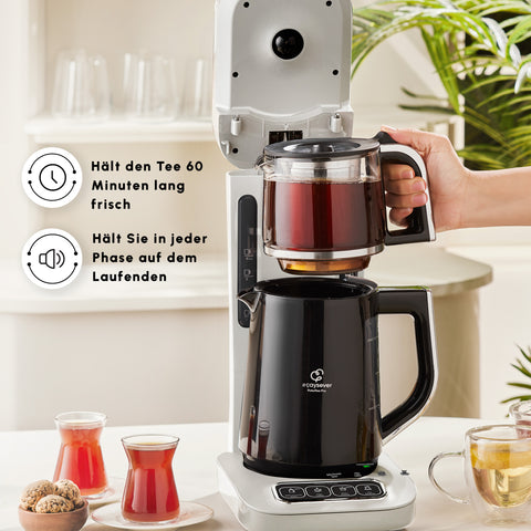 Karaca Caysever Robotea Pro 4 in 1 sprechender automatischer Teekocher Wasserkocher und Filterkaffeemaschine, Starlight, 2500W