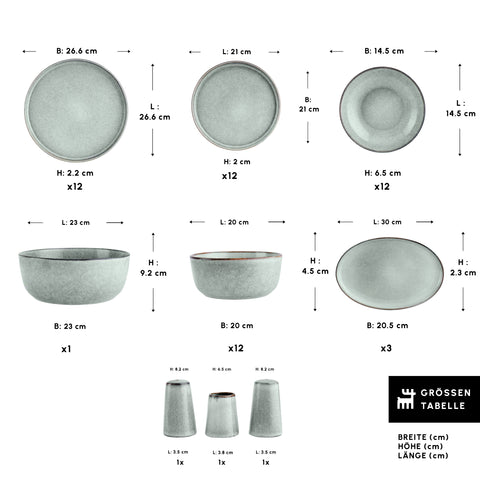 Karaca Earth Collection Skal 55-teiliges Tafelservice für 12 Personen