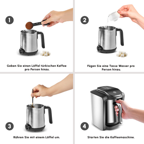 Karaca Hatır Neo Inox türkische Kaffeemaschine mit Edelstahl-Kanne