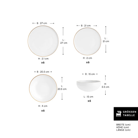 Karaca Stream Bone Meridian Dinner Set for 6, 24 Pieces, Gold