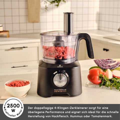 Karaca Mastermaid Power Max 11 in 1 Mutfak Robotu, Mat Siyah Gümüş, 2500 W