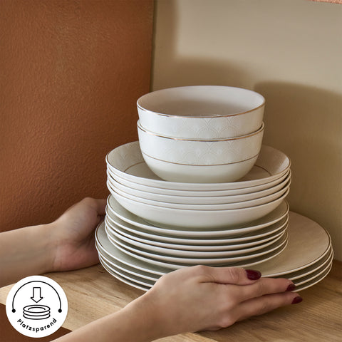 Karaca Elegance Bone Mandarin 53-teiliges Tafelservice für 12 Personen Gold