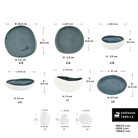 Karaca Earth Collection New Galactic Oscar Reactive Glaze 55-teiliges Tafelset für 12 Personen, Multi