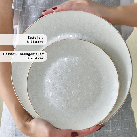 Karaca Elegance Bone Mandarin 53-teiliges Tafelservice für 12 Personen Gold